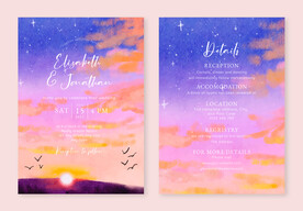 紫色星空婚礼邀请函