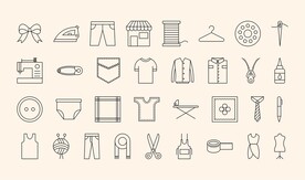 裁缝制衣主题简笔风格图标矢量