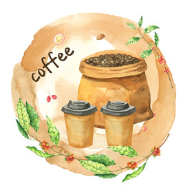 咖啡种植插画  