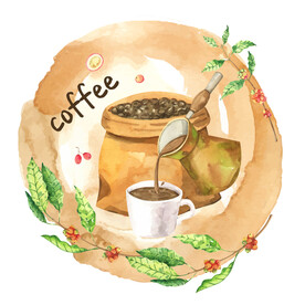 咖啡种植插画  