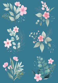 蓝色背景下的花朵