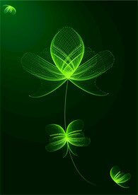 绿色渐变线条花朵