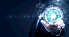 手托AI科技线条智能背景