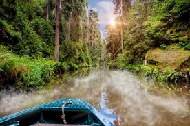 小船在河里顺流而下