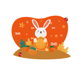 中秋节月饼兔子素材