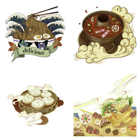 国潮卡通菜肴川菜