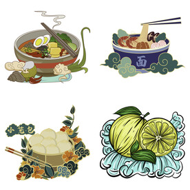 国潮卡通菜肴川菜