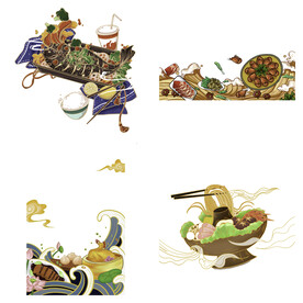 国潮卡通菜肴川菜