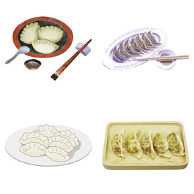 卡通水饺蒸饺煎饺包饺子吃饺子