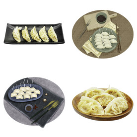 卡通水饺蒸饺煎饺包饺子吃饺子