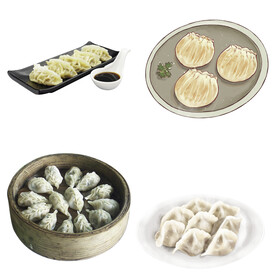 卡通水饺蒸饺煎饺包饺子吃饺子