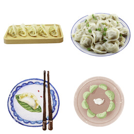 卡通水饺蒸饺煎饺包饺子吃饺子