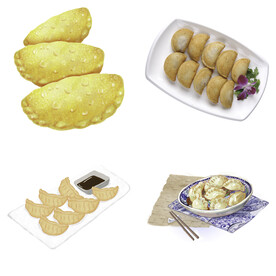 卡通水饺蒸饺煎饺包饺子吃饺子