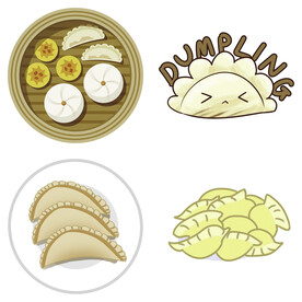 卡通水饺蒸饺煎饺包饺子吃饺子