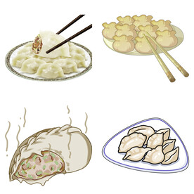 卡通水饺蒸饺煎饺包饺子吃饺子