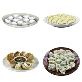 卡通水饺蒸饺煎饺包饺子吃饺子