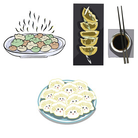 卡通水饺蒸饺煎饺包饺子吃饺子