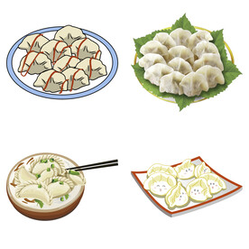 卡通水饺蒸饺煎饺包饺子吃饺子