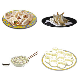 卡通水饺蒸饺煎饺包饺子吃饺子