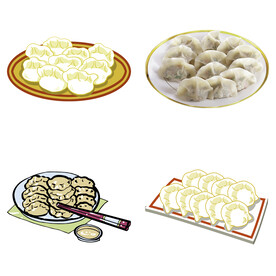 卡通水饺蒸饺煎饺包饺子吃饺子