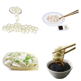 卡通水饺蒸饺煎饺包饺子吃饺子