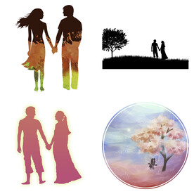 婚礼新郎新娘情侣人物剪影