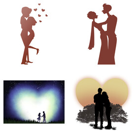 婚礼新郎新娘情侣人物剪影