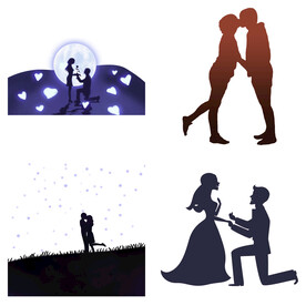 婚礼新郎新娘情侣人物剪影