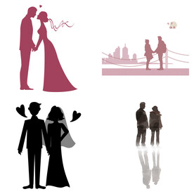 婚礼新郎新娘情侣人物剪影