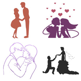 婚礼新郎新娘情侣人物剪影