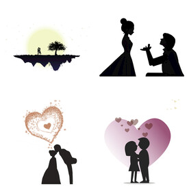 婚礼新郎新娘情侣人物剪影