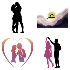 婚礼新郎新娘情侣人物剪影