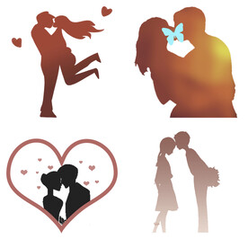 婚礼新郎新娘情侣人物剪影