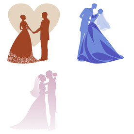 婚礼新郎新娘情侣人物剪影