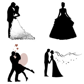 婚礼新郎新娘情侣人物剪影