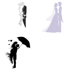 婚礼新郎新娘情侣人物剪影