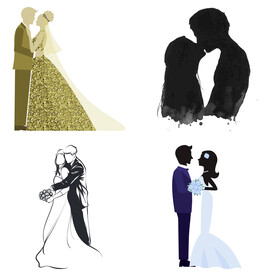 婚礼新郎新娘情侣人物剪影