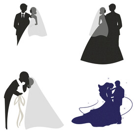 婚礼新郎新娘情侣人物剪影