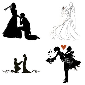 婚礼新郎新娘情侣人物剪影