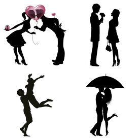 婚礼新郎新娘情侣人物剪影