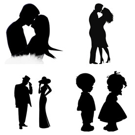 婚礼新郎新娘情侣人物剪影