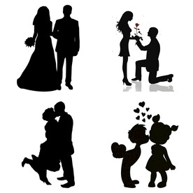 婚礼新郎新娘情侣人物剪影