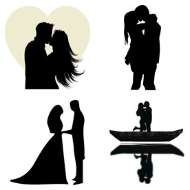 婚礼新郎新娘情侣人物剪影