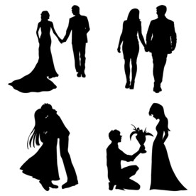 婚礼新郎新娘情侣人物剪影