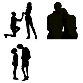 婚礼新郎新娘情侣人物剪影