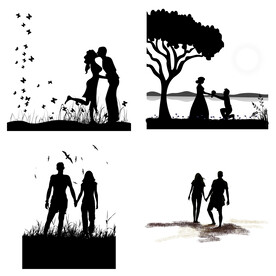 婚礼新郎新娘情侣人物剪影