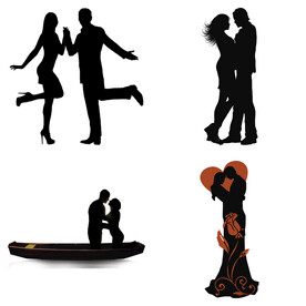 婚礼新郎新娘情侣人物剪影