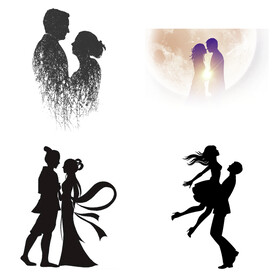 婚礼新郎新娘情侣人物剪影