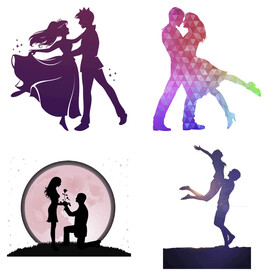 婚礼新郎新娘情侣人物剪影