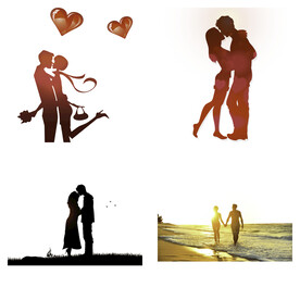 婚礼新郎新娘情侣人物剪影